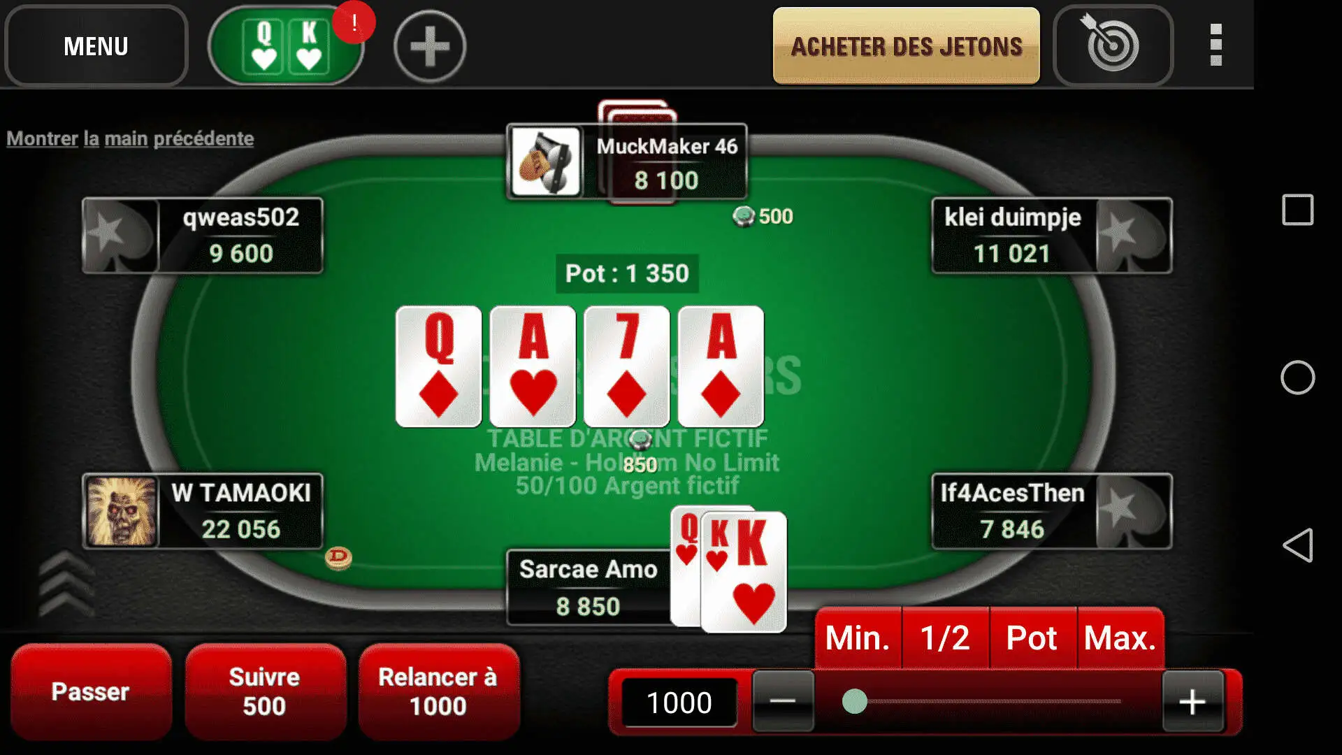 Table de poker en ligne